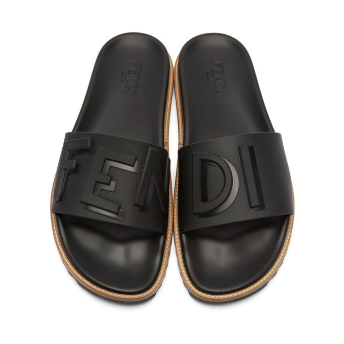 Fendi Black Rubber Fendi Vocabulary Slides