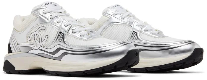 Chanel CC Logo Sneaker 'White Silver'