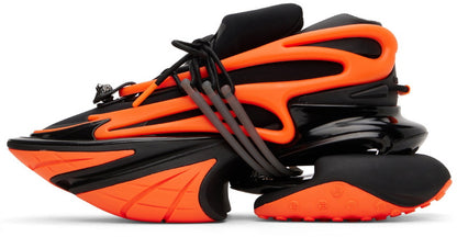 Balmain Black & Orange Unicorn Low-Top Sneakers