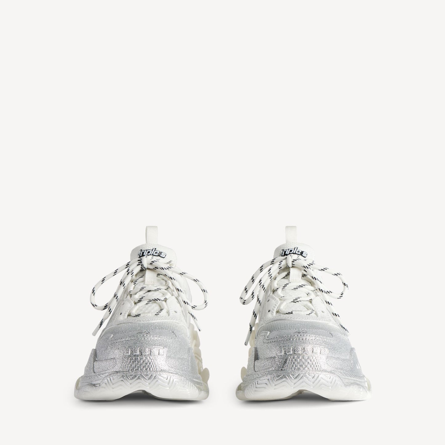 WOMEN'S TRIPLE S GLITTER SPRAY SNEAKER IN WHITE/SILVER