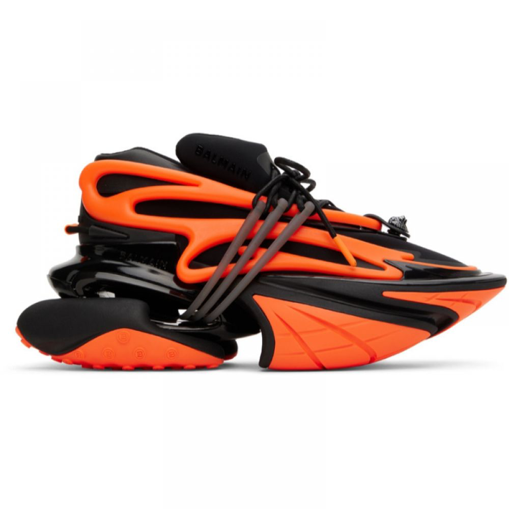 Balmain Black & Orange Unicorn Low-Top Sneakers