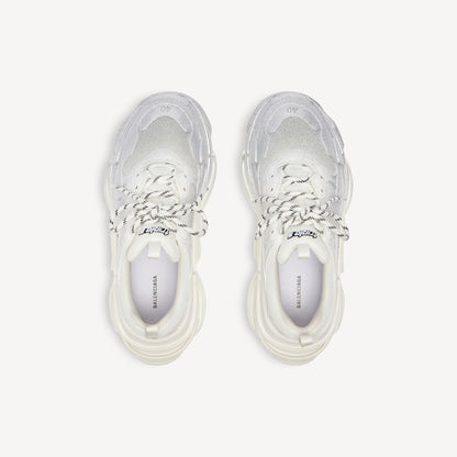 WOMEN'S TRIPLE S GLITTER SPRAY SNEAKER IN WHITE/SILVER