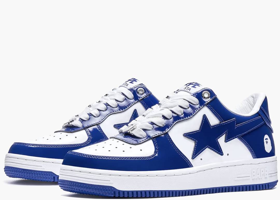 A Bathing Ape Bape Sta Patent Leather White Blue